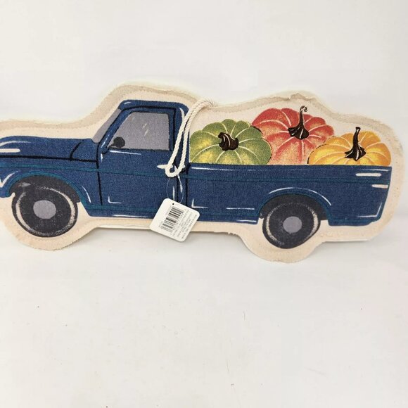 Ashland Fall Market blue truck pumpkin fall harvest decor pieces wooden canvas - Picture 3 of 3